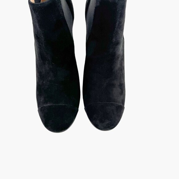 Chanel Cap Toe Ankle Boots EU 39 US 8-8.5 Black Suede Block Heel Chelsea Booties - Picture 3 of 13